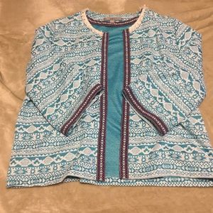 Valerie Stevens turquoise cardigan/tribal detail